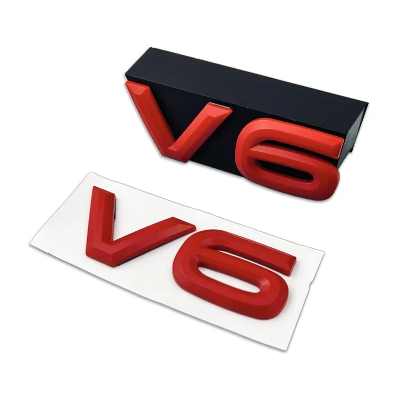 ABS V6 Logo Car Front Grille Badge Rear Trunk Emblem Side Sticker for VW Passat Phaeton CC R32 R36 Touareg Teramont