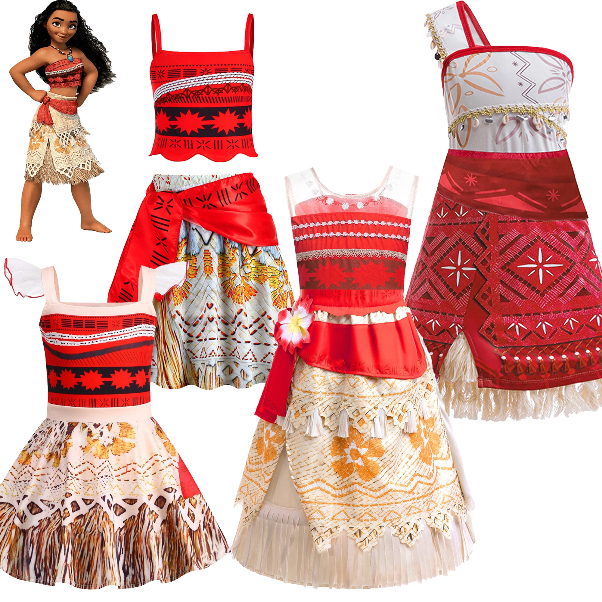 Moana Vaiana Mädchen Kleid Cosplay Kostüm Fantasy Karneval Moanas Casual Party Geburtstag Kleider Kinder Kleidung Weihnachten Kostüme