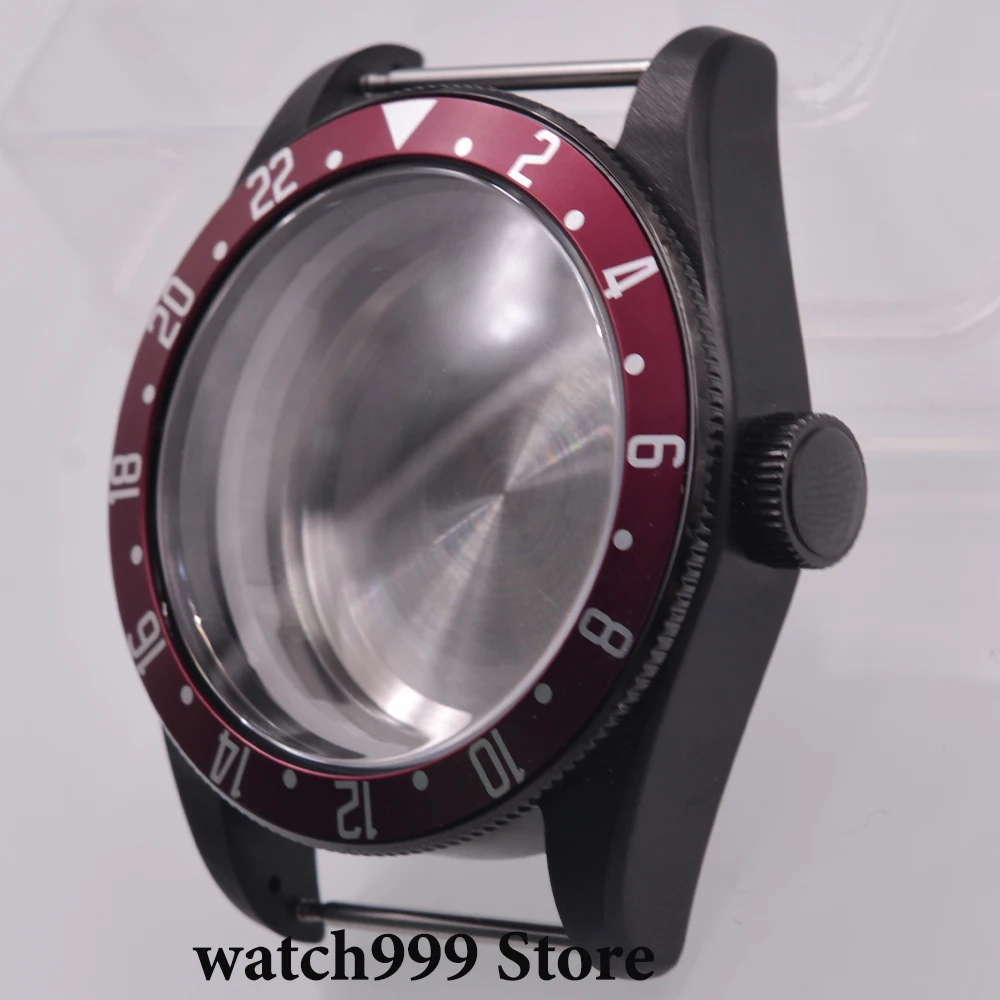 

PVD Black 41mm watch case sapphire glass fit NH35 NH36 ETA 2836 Miyota ETA2824 PT5000 movement