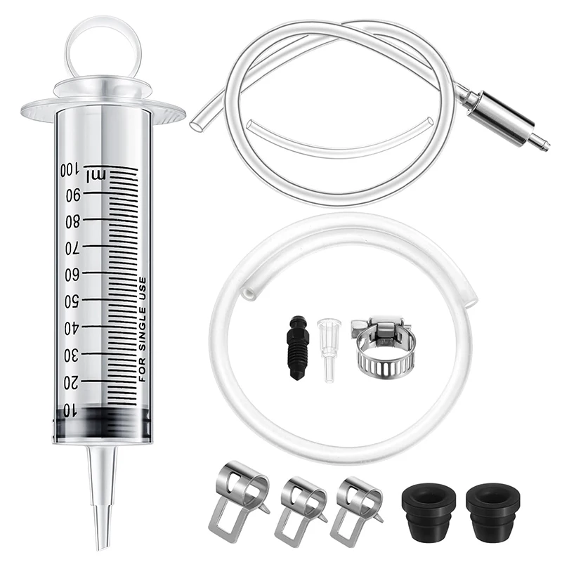 Motorcycle Hydraulic Brake Bleed Kit 100ML Syringe 50cm Hose Universal For Motorbikes Scooters