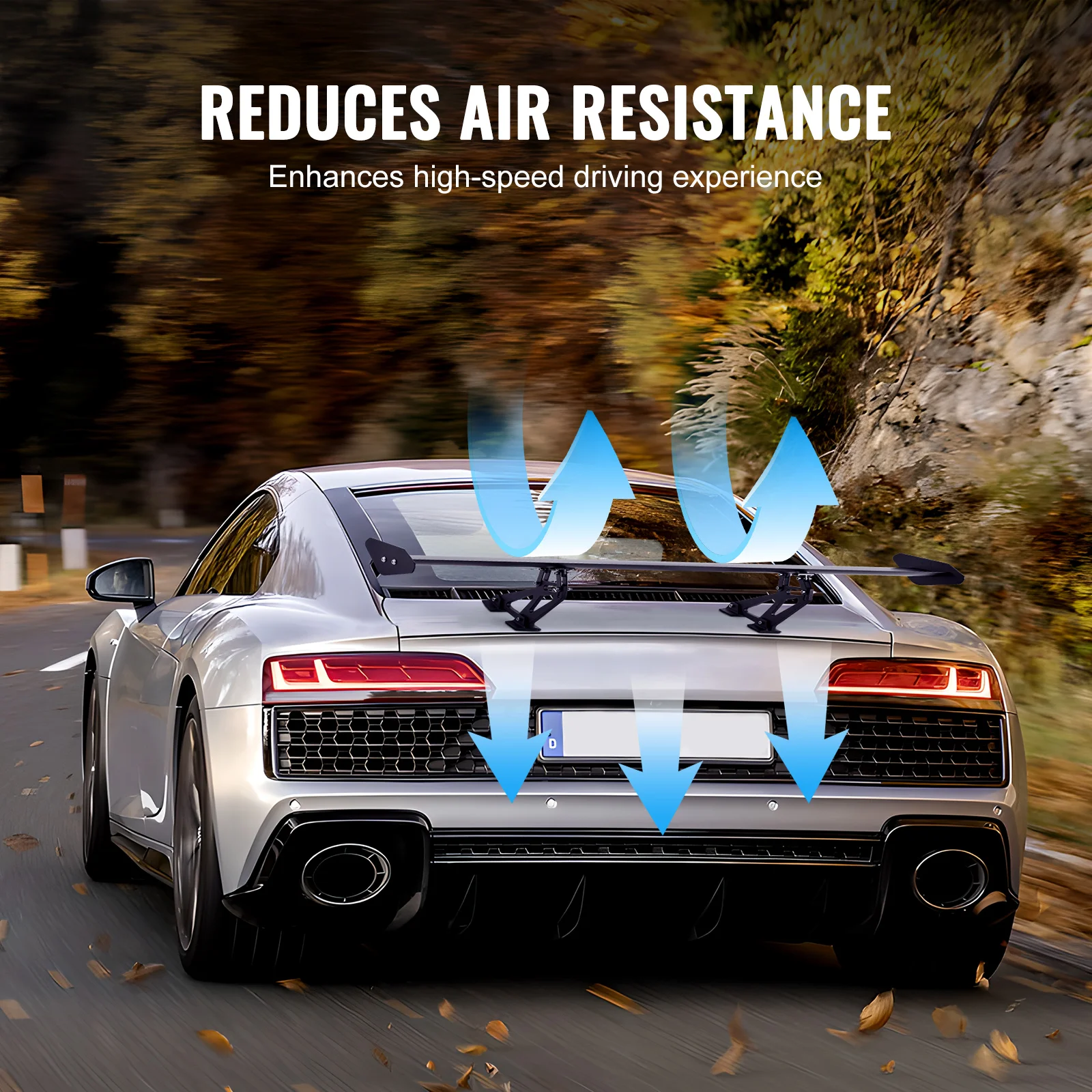 SucceBuy GT Wing Car Spoiler 43.3 inch Universal Spoiler with Single Deck Adjustable Lightweight Aluminum Car Rear Spoiler Wing
