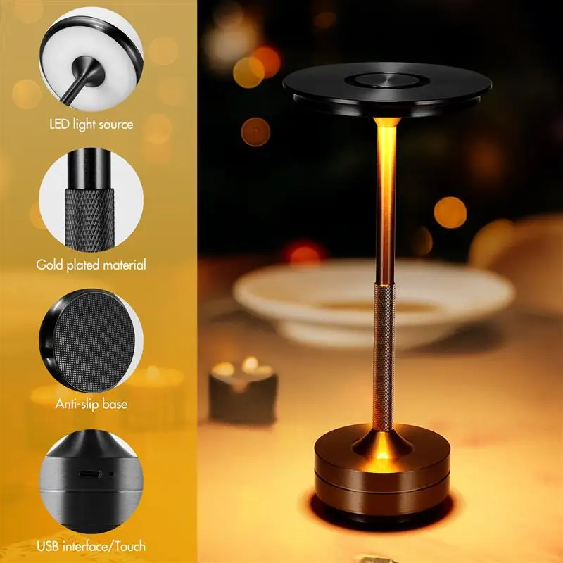 

4000mAH Wireless Table Lamp Restaurant Bar Desk Lamps Dimming Atmosphere SB Charging Touch Switch Decoration Nightstand Light