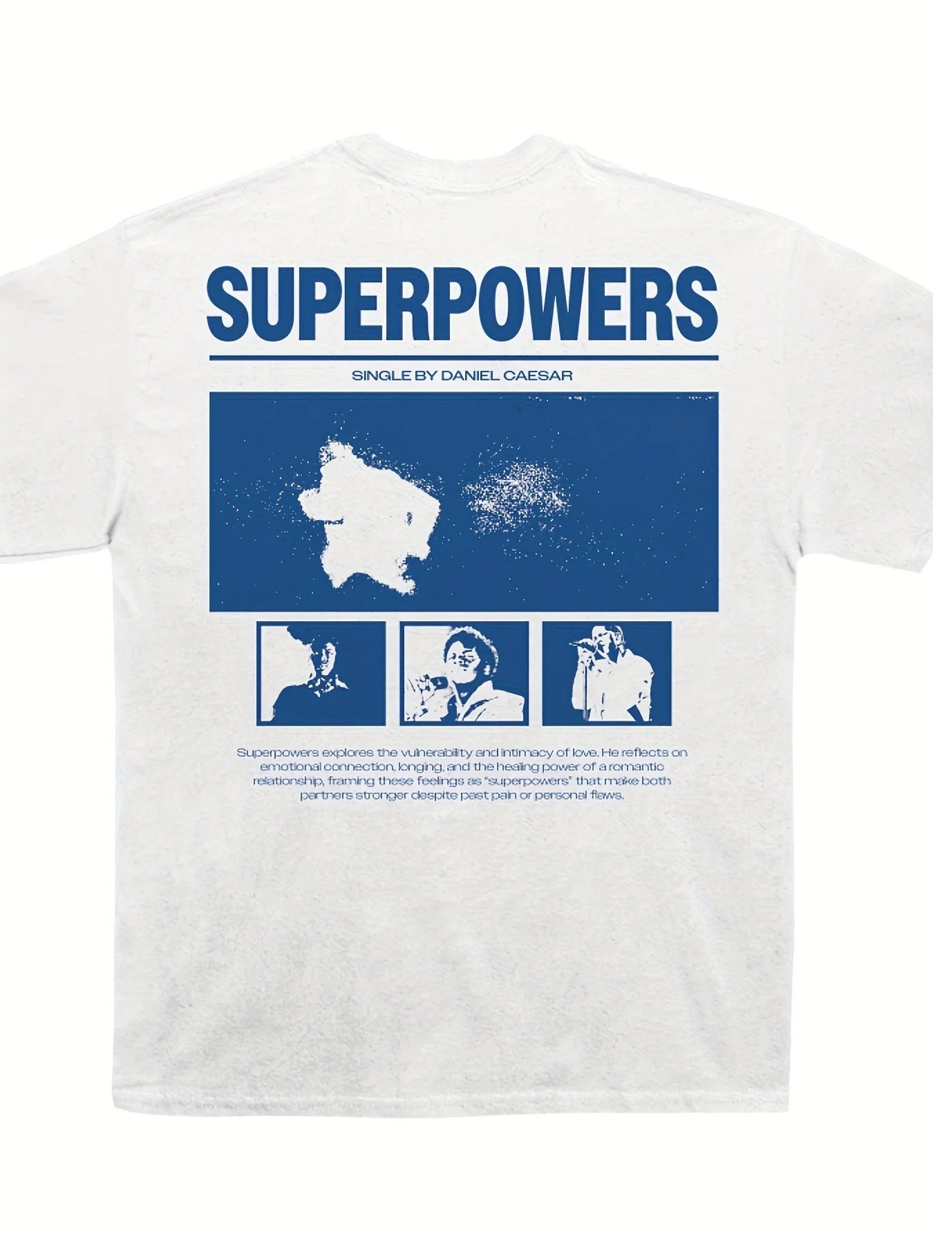 Men's Daniel Caesar Superpowers Graphic T-Shirt  Music Album Cover Print Loose Fit Casual Pure Cotton All-Season Couple T-Shirt