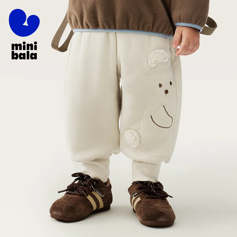 

Мини Bala детские брюки 2025, новые зимние двусторонние флисовые антистатические удобные брюки на талии