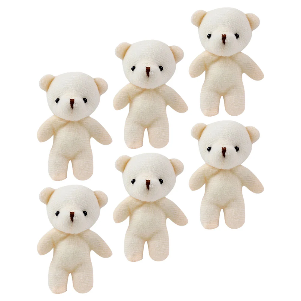 

6 Pcs Mini Bear Pendant Handbags Charms Decorate Tiny Toys Decorative Pp Cotton