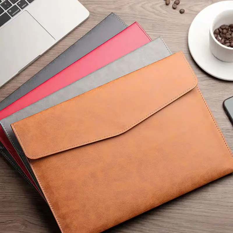 A4 Document Organiser PU Leather File Folder Paper Portable Dustproof Snap Closure Large Capacity Stationery Business Office