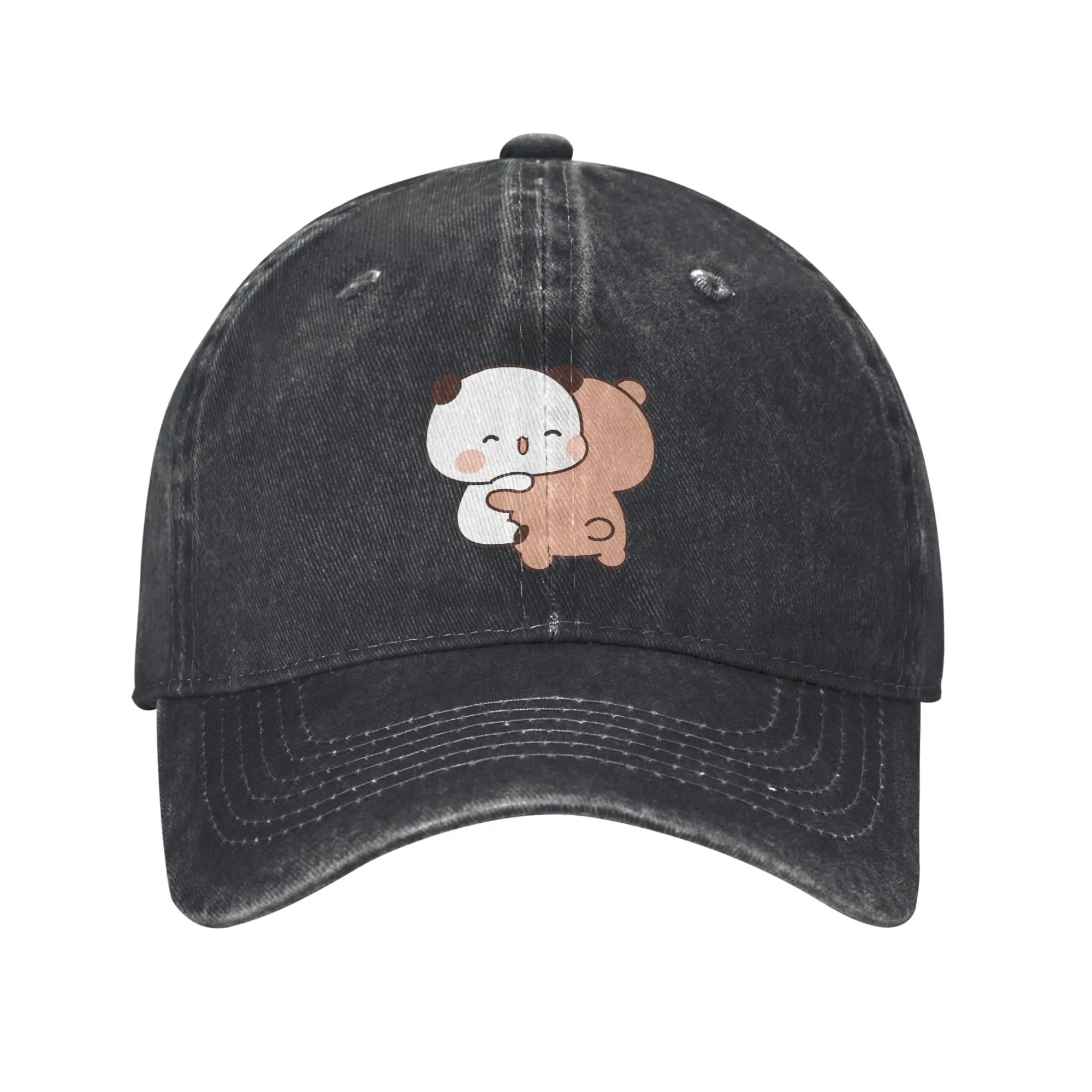 Hug moment from DuDu Bear to BuBu Panda Sun Baseball Cap Unisex-Teens Washed Trucker Hat Hot Sale Snapback Cap Birthday Present