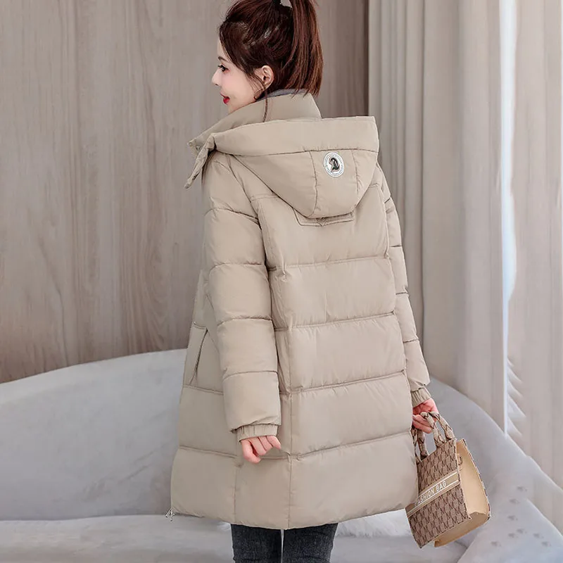 Korean Loose Bright Face Thicke Warm Parka Hooded Cotton Coat 2024 Winter New Down Cotton-Padded Jacket Women's Overcoat