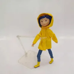 New Arrival Coraline Figure Caroline Figures Neca Anime Figure Raincoat Pvc 7 Inche Statue Model Doll Desk Ornament Kid Toy Gift