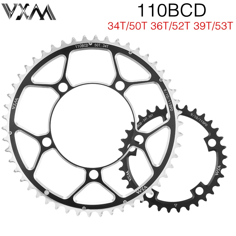 VXM Bicycle Double Chainring 110BCD 34T 50T 36T 52T 39T 53T Road Bike Crankset Riding Disc Aluminum Chainwheel Folding Bike Disc