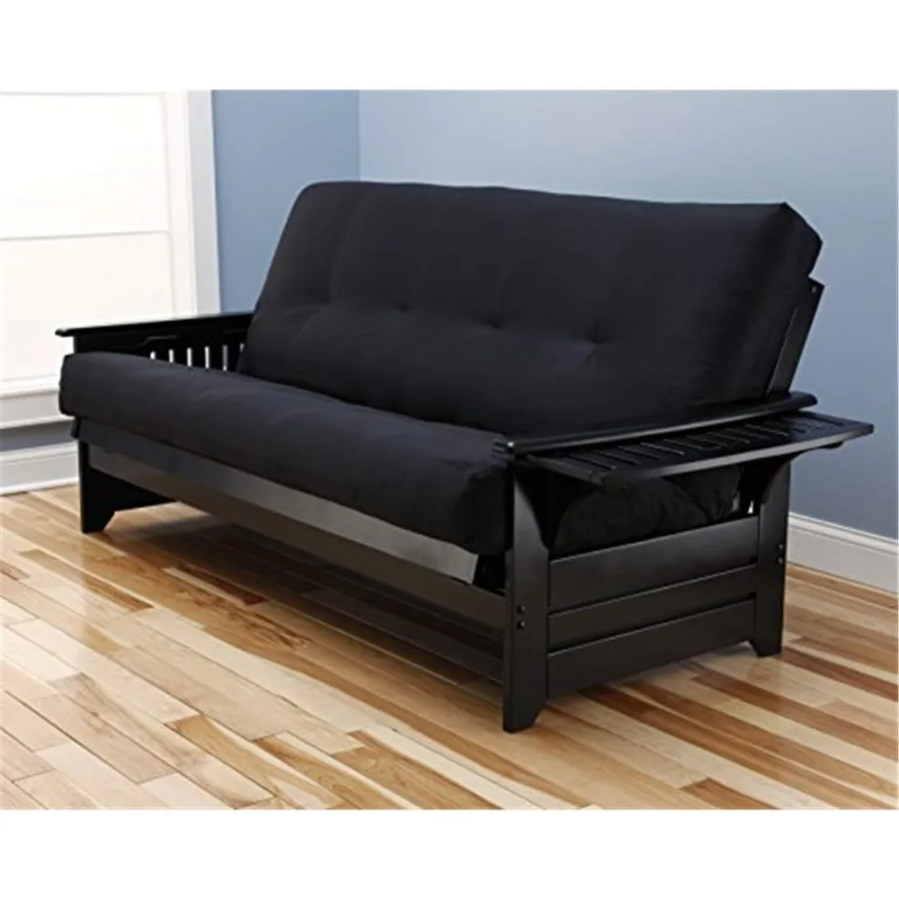 Phoenix Futon, tamaño completo, marcos de muebles de ante negro