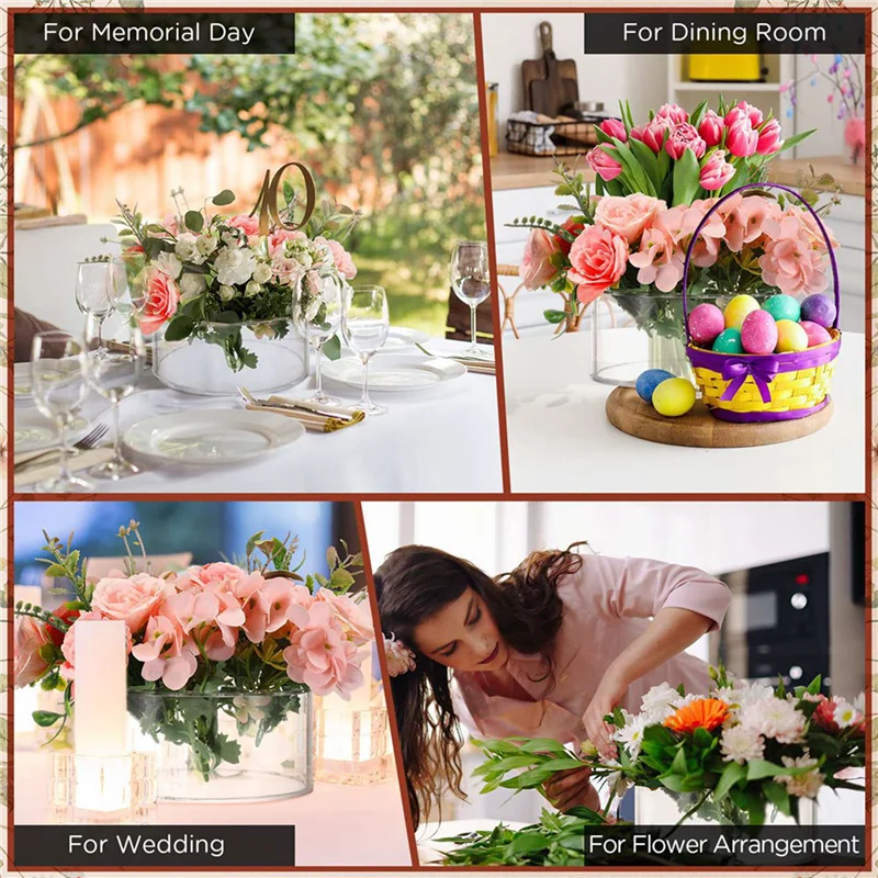 ABZS 6 Pcs Acrylic Floral Centerpiece For Dining Table Decorations Wedding Round Flower Vase 12 Holes Centerpiece Vases