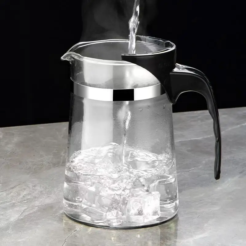 High-temperature resistant and elegant cup, household tea set, one-click tea and water filtration, glass teapot cover