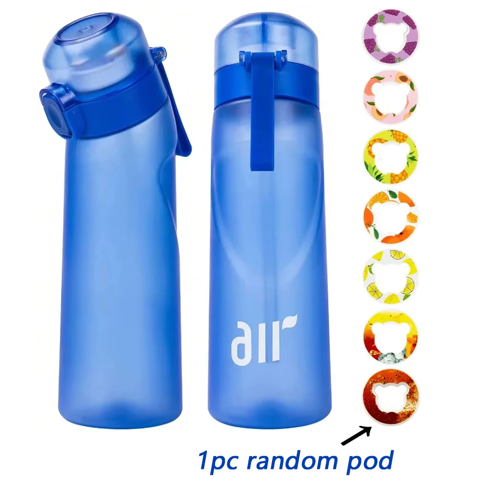 Botella de aire y agua con 1 cápsula de sabor aleatorio, vaso de plástico con pajita a la moda, a prueba de fugas, para deportes al aire libre y Fitness, 1 ud.