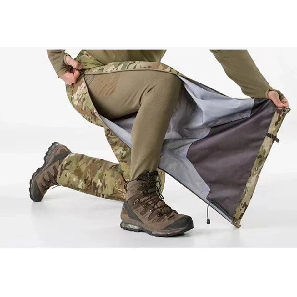 Outdoor Hard Shell Tactical Pants Camouflage Combat Pants Side All Open Zipper Waterproof Windproof Hiking Skiing Sports Pants