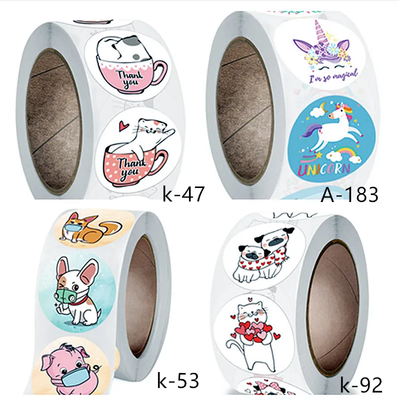 500 لطيف يونيكورن حورية البحر شكرا لك ملصقات Kawaii الاطفال الكرتون ملصق لفة لعيد الميلاد هدية ختم الأعمال الصغيرة القرطاسية