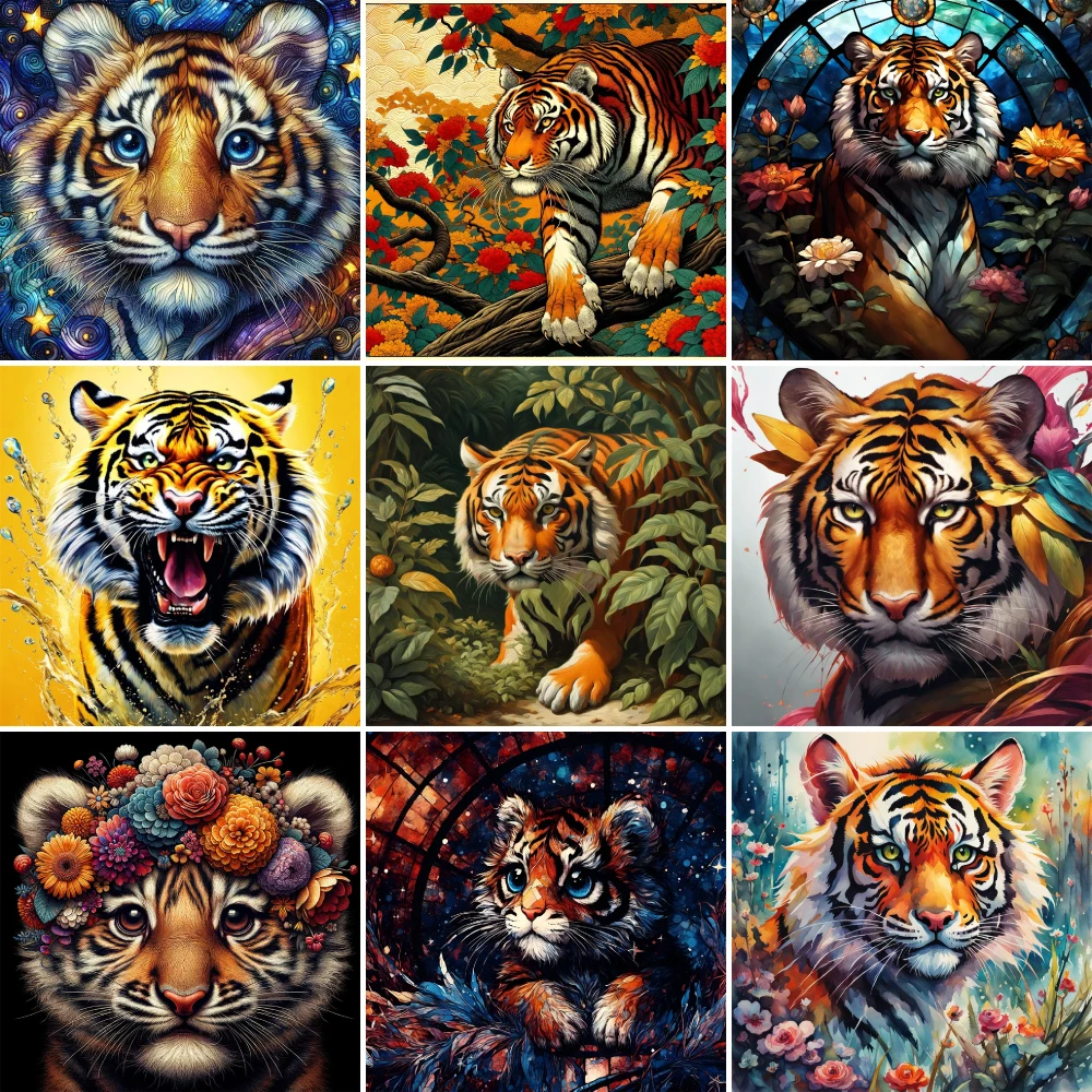 Wild Animal Tiger Pre-Printed Cross-Stitch Patterns DIY Embroidery Hobby Handicraft Needlework Sewing Counted Package Wholesale