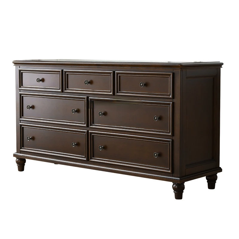 Furniture American Solid Wood 7-Drawer Cabinet Imported Mahogany Black Walnut Color Bedroom Locker chest of drawers for bedroom