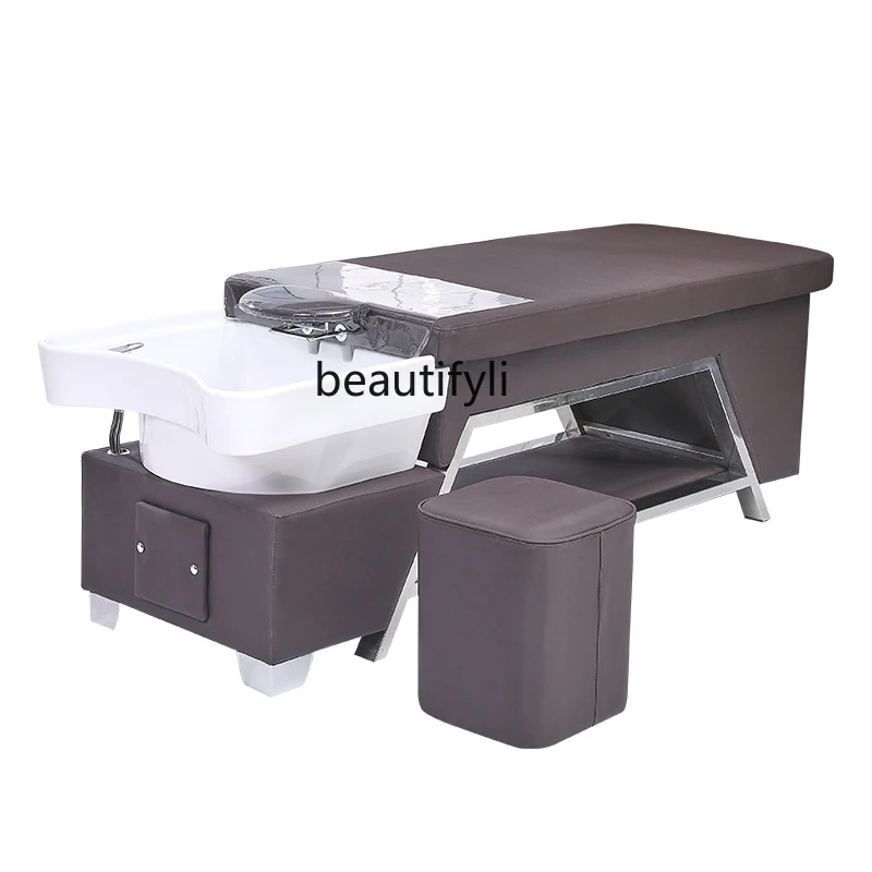 

Ceramic Basin Shampoo Chair Hair Salon Stainless Steel Flushing Bed Hair Salon Barber Shop Massage Shampoo Bed Shampoo Chair