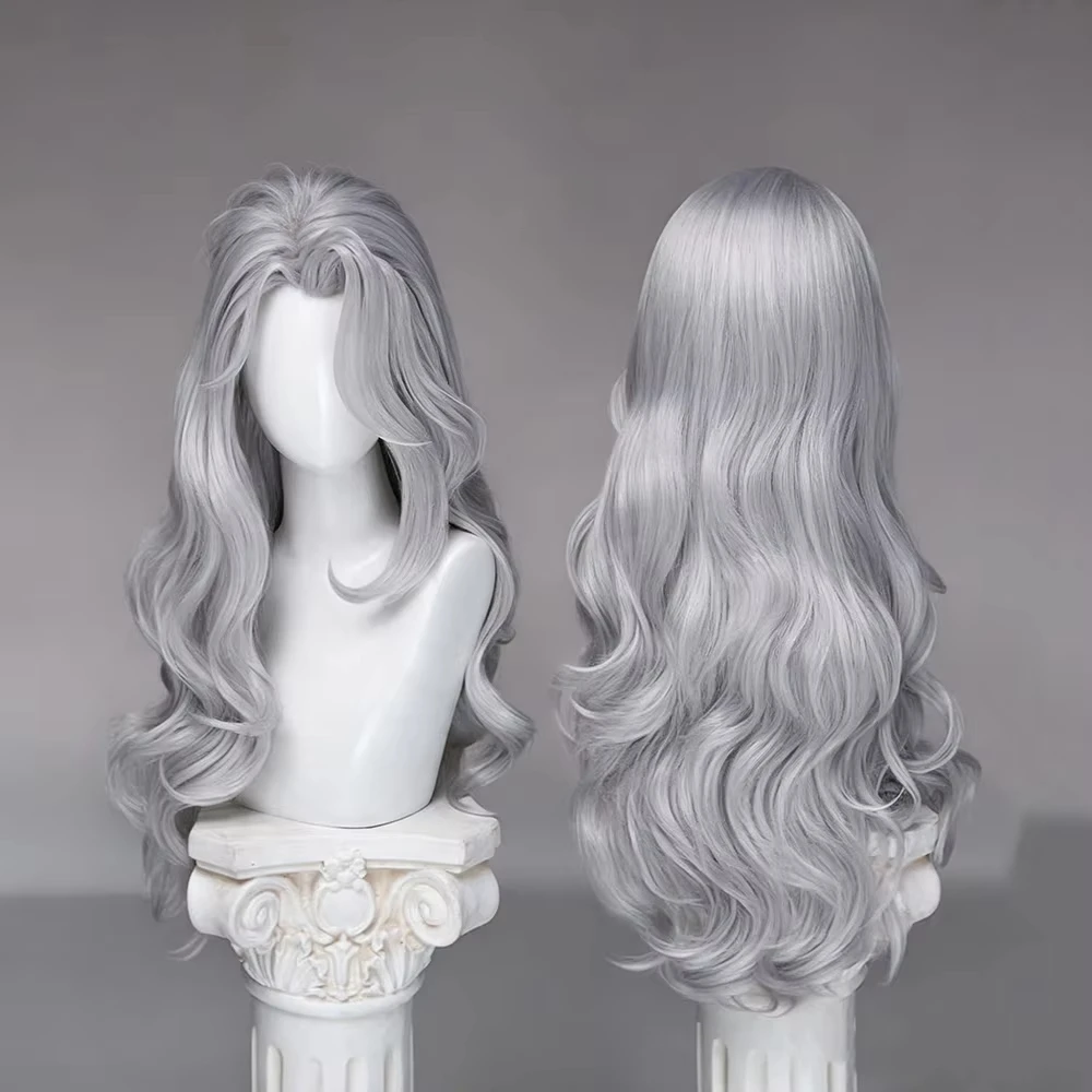 Superhero Black Cat Felicia Hardy Cosplay Wig Women Silver Long Curly Synthetic Hair Heat Resistant Wigs Halloween Masquerade Pa