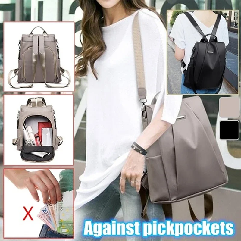 Women's Backpack Casual Nylon Solid Color School Single Shoulder Bag Female Fashion Detachable Strap Large Capacity Backpacks