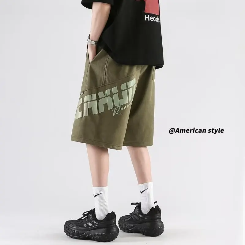 Pantaloncini sportivi da uomo 3D coreano High Street Fashion abbigliamento da uomo estate Casual pantaloni corti neri nuovi prodotti di vendita caldi 2023