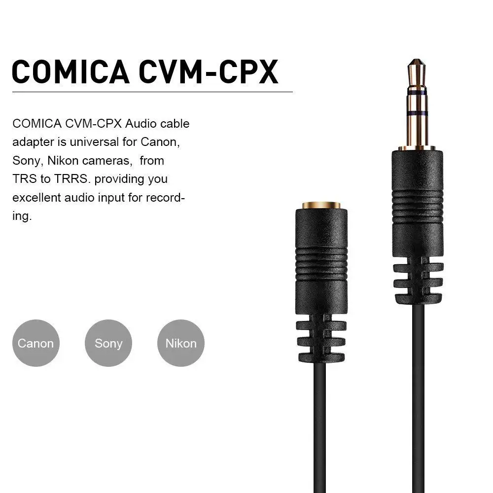COMICA CVM-CPX 3.5Mm Audio Female TRRS untuk Pria TRS Kabel Adaptor TRRS-TRS Audio Converter untuk Canon Sony Nikon Kamera