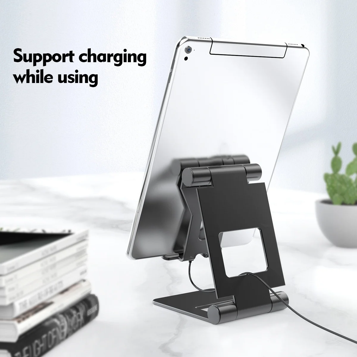 

Практичная регулируемая подставка для планшета, универсальный держатель для планшета, портативная подставка для мобильного телефона, для устройств 4–13 дюймов (черный)