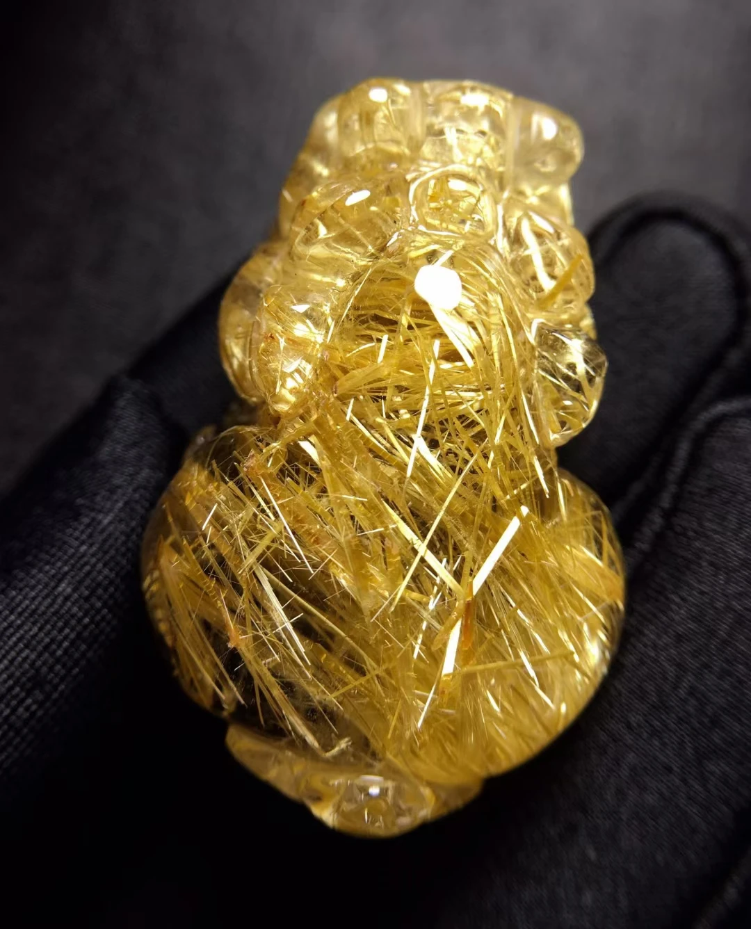 Natural Gold Rutilated Quartz Pendant Pi Xiu Rutilated Quartz Jewelry 39*26.4*19.2mm Bead Men Women Brazil AAAAAAA