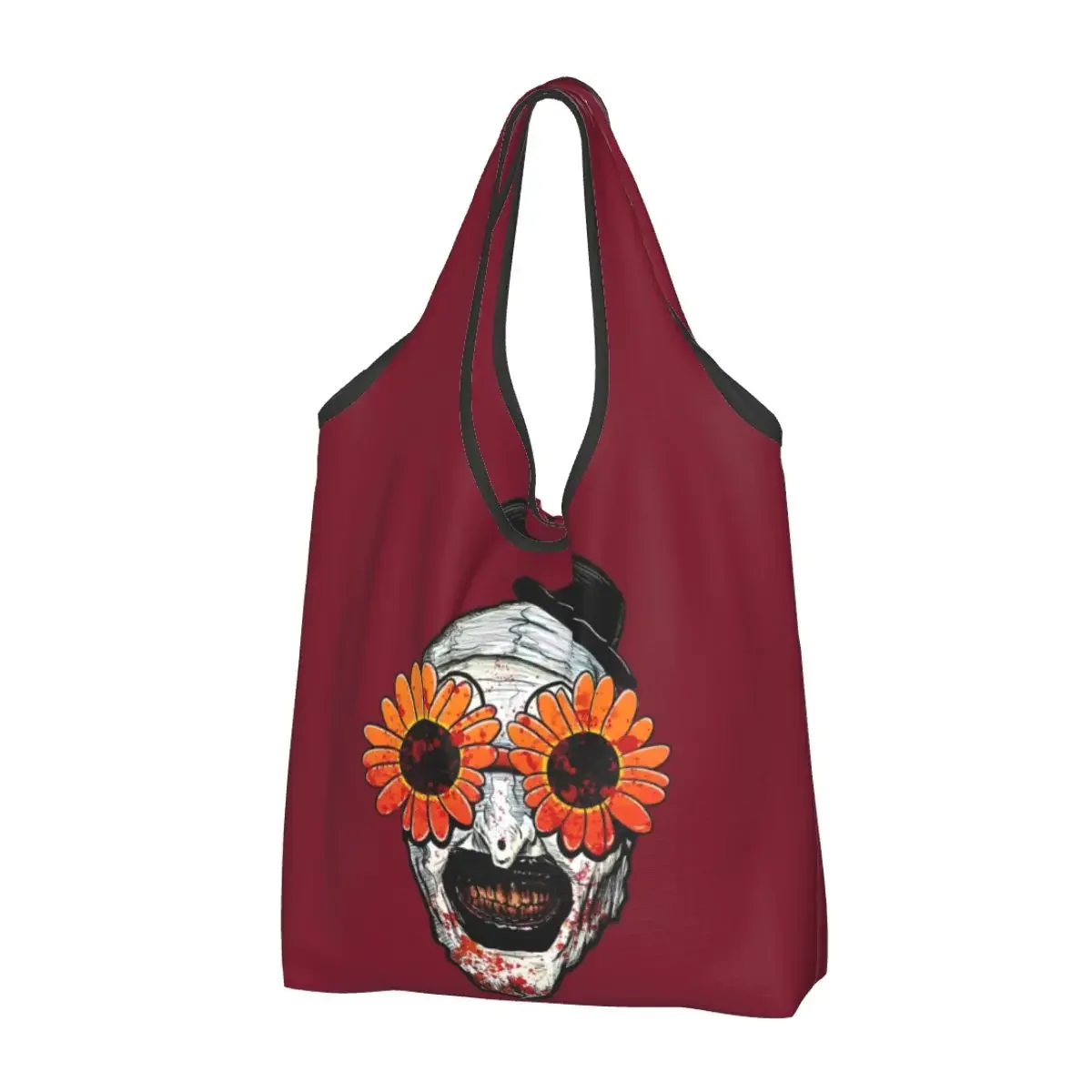 Art The Clown Terrifier Sunflower Sunglasses Portable Tote Shopping Bags Reusable Shopper Bag Grocery Handbag Shoulder Bag