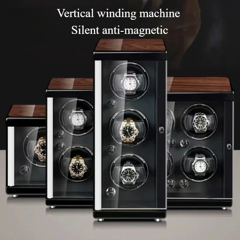 Remontage automatique de montre mécanique, boîte de rangement de montre de luxe, bande anti-magnétique silencieuse, lumière ambiante LED