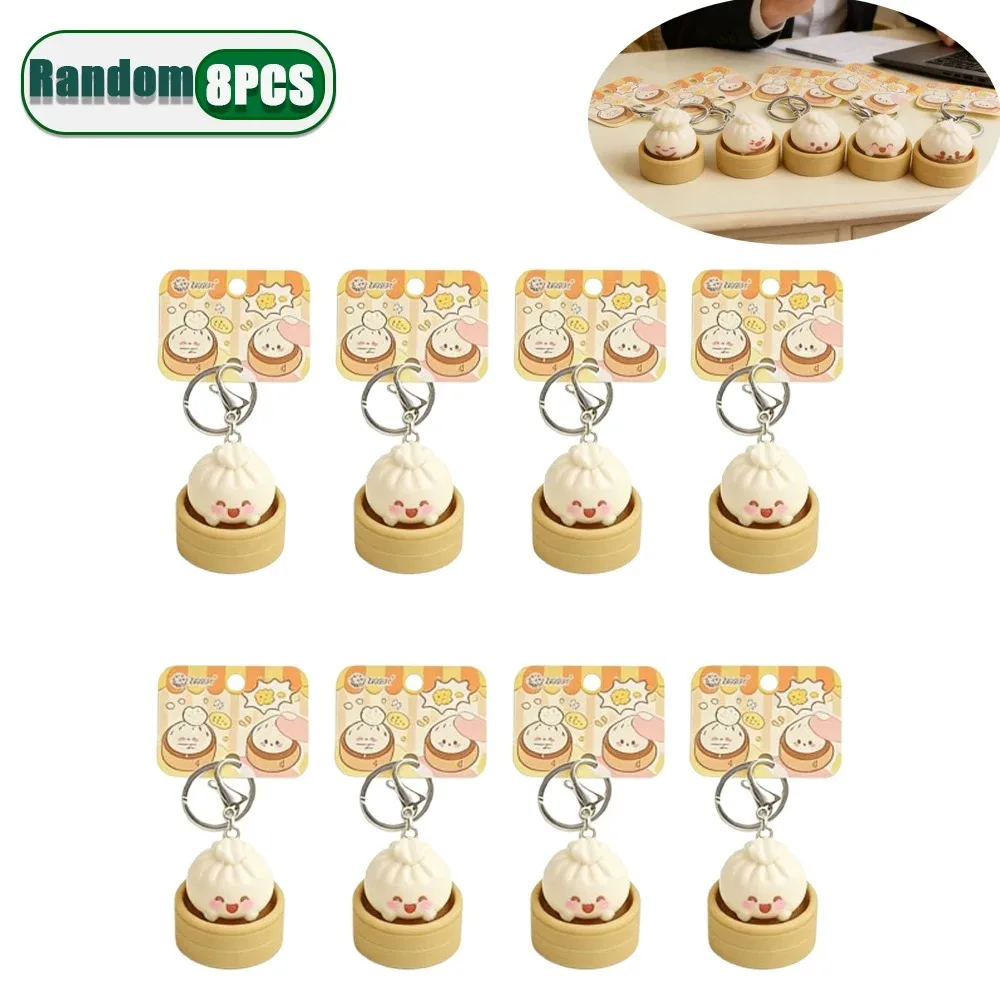 Adorable Llavero Mini Dumpling, Juguete Antiestrés, Colgante de Xiao Long Bao para Apretar, Llavero de Comida Simulada para Descompresión, Regalo