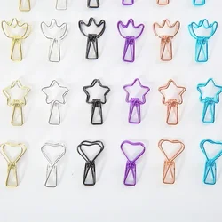 6pcs Mini Delicate Metal Clips Creative Heart Star Cat Bear Style Clamp Paper File Organizer Clip School Office Supplies