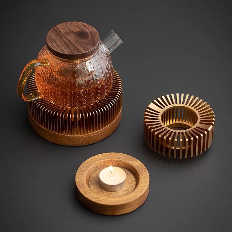 Base Calentadora de Té Retro con Diseño Calado, Calentador de Té Gongfu para el Hogar, Dispositivo Calentador de Té Zen Chino, Herramienta para Calentar Té con Velas