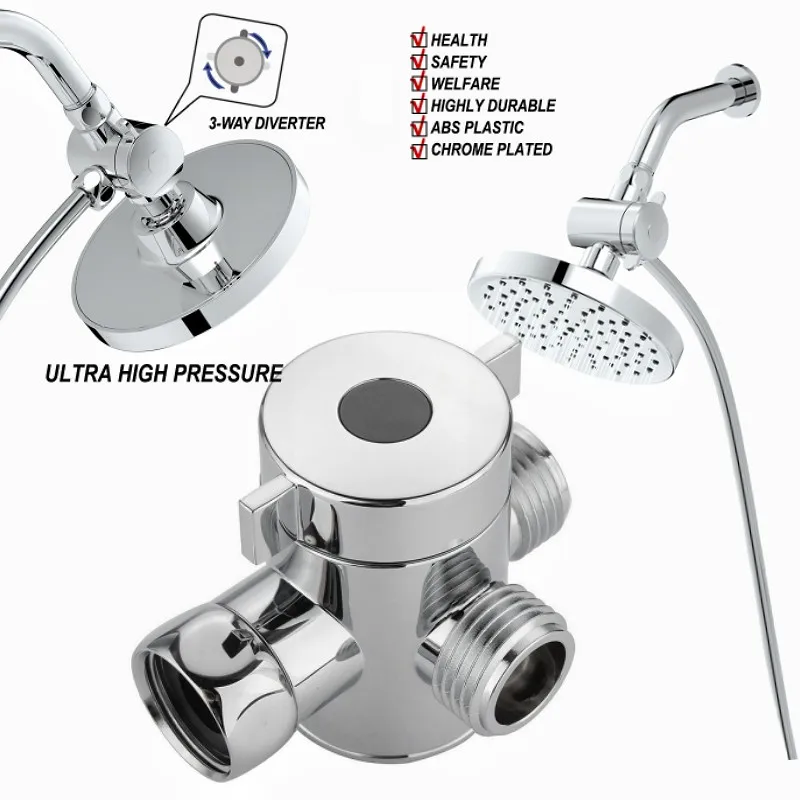 ABS Umstellventil 1/2 Zoll 3-Wege-Wasserabscheider Dusch-T-Adapter Einstellbarer Wasserhahn Umschalter Badezimmer Toilettenzubehör