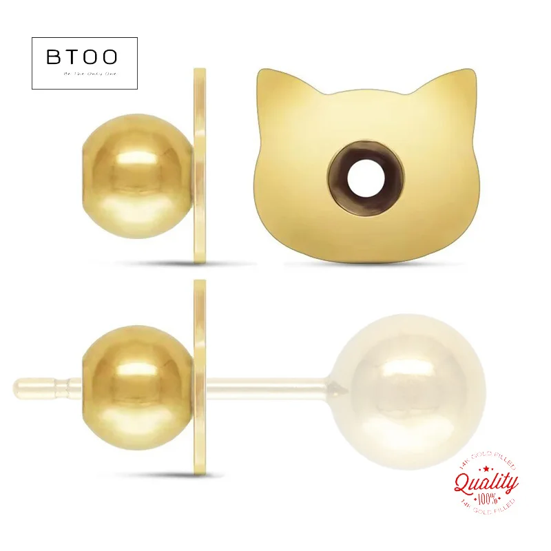 

14K Gold Filled Cute Cat Ear Clutches 3mm Earring Backs Wholesale Supplies for Jewelry DIY Tarnish Resistant Jewelry Findings