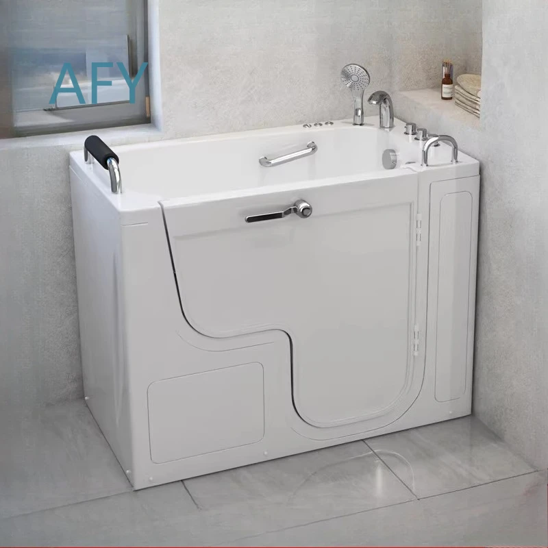 Walk-in Bathtub for Elderly with Massage Jets Sitting Backrest Acrylic Side Door Accessible Constant Temperature Soaking Tub