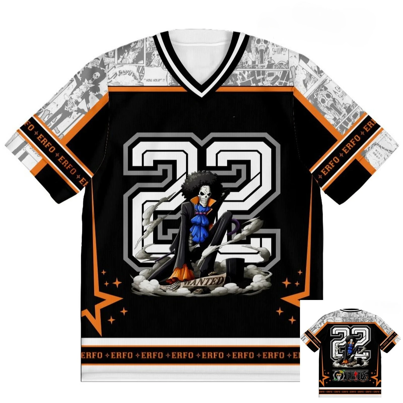 22 Jersey de una pieza Brook Anime Y2k estilo coreano Kpop béisbol Hockey camiseta moda ropa de calle Anime diario camisetas Unisex