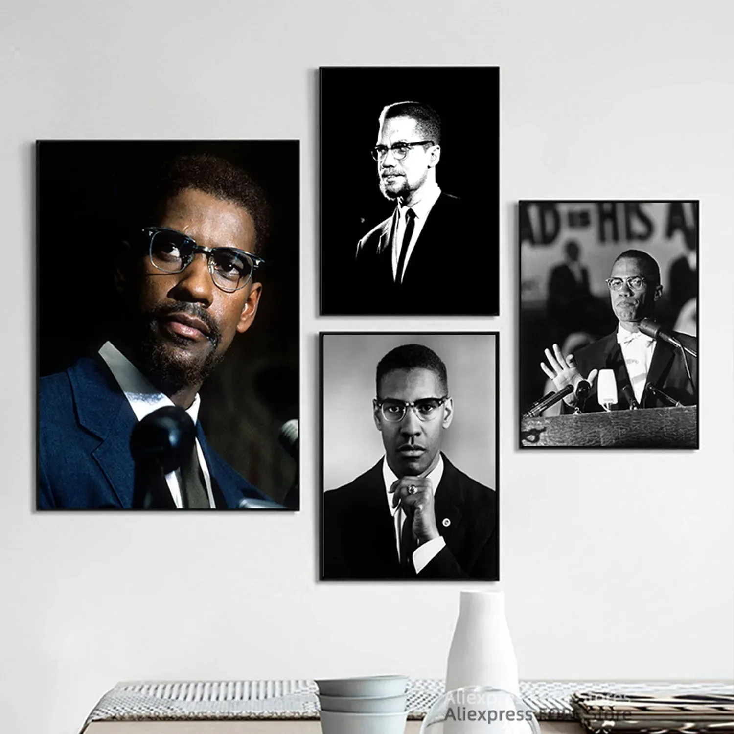 Malcom X Portrait  Celebrity Wall art Canvas Posters and Prints Canvases Painting Home Decoration