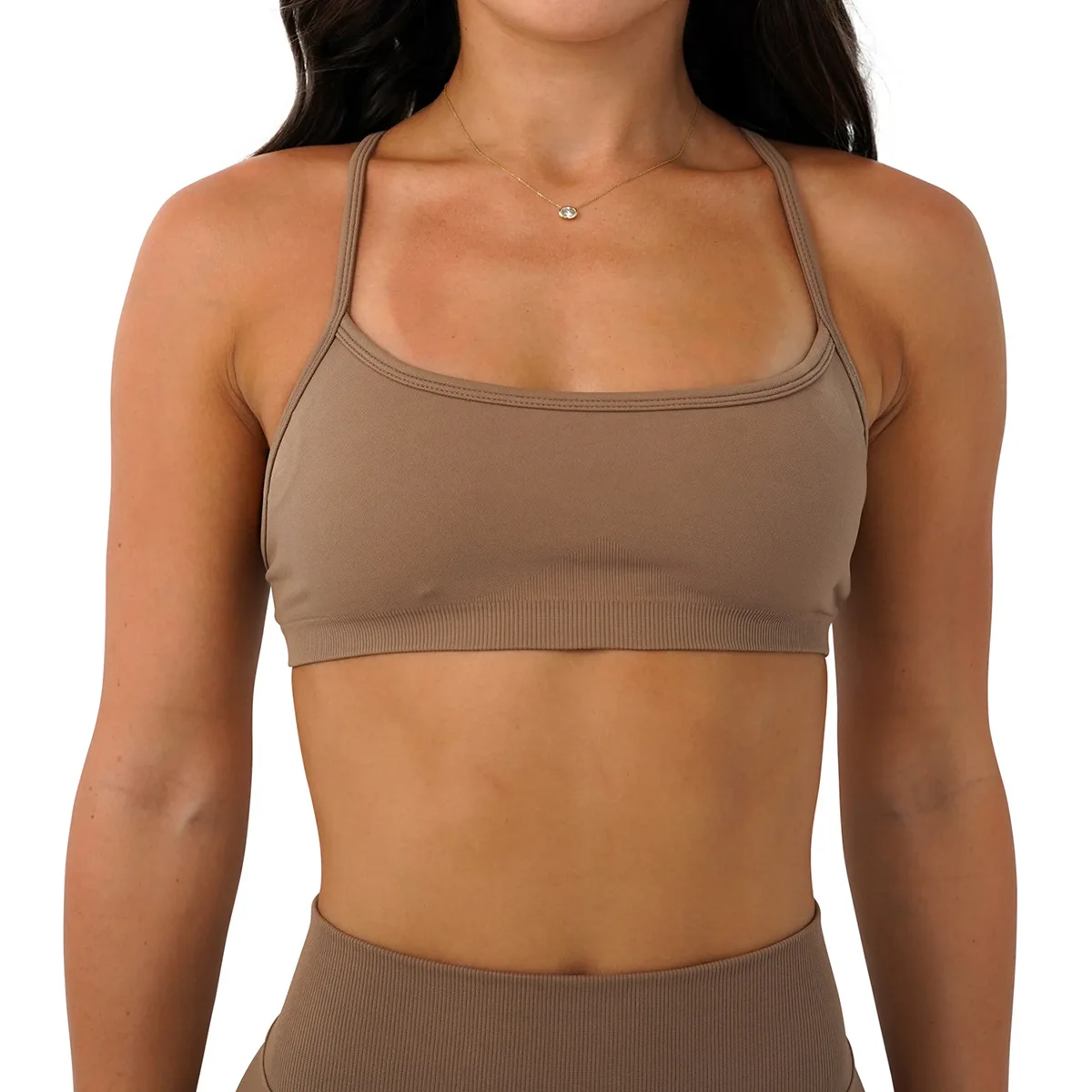 Women's Seamless Yoga Bra, 3-Way Convertible Strap Sports Bra with Removable Pads, Stretchy Luxe Fabric image 3