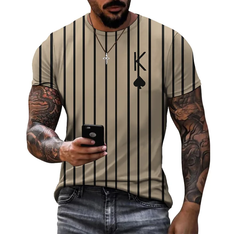 Fashion New Poker original men\'s shirts Summer Casual Trend Personality streetwear 3D Printed Round Neck Short Sleeve Tees Tops