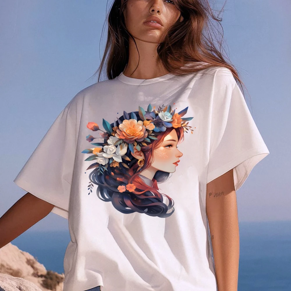 

Рубашка с цветочным рисунком для девочек Y2K Street Wearing Wild Style Forest Girl Nature Lover Футболка Летняя хлопковая удобная цветная футболка в стиле ретро