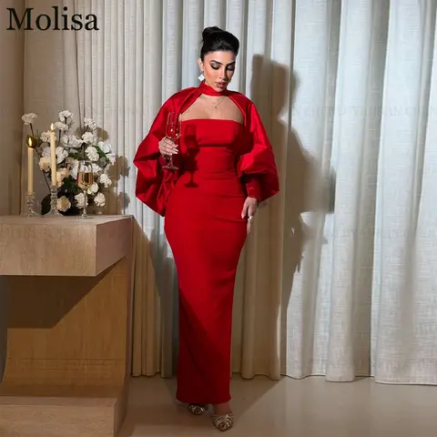 MOLISA Sexy Red Formal Occasion Dresses 2025 Customized Saudi Arabia Modern Long Party Evening Gowns Back Slit فساتين الحفلات