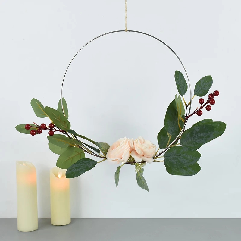15-40 cm Hochzeit Kranz Silber Eisen Metall Ring Braut Handheld Girlande Dekoration Künstliche Blume Rack Party Hintergrund decor Hoop – Detail 7