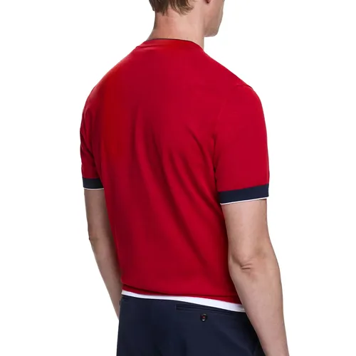 Imagen 2 del producto CHCH 2025 Camiseta de punto para hombre, malla de Color sólido, cuello redondo, tejido transpirable, pantalón corto informal de negocios para hombre, camisa de manga