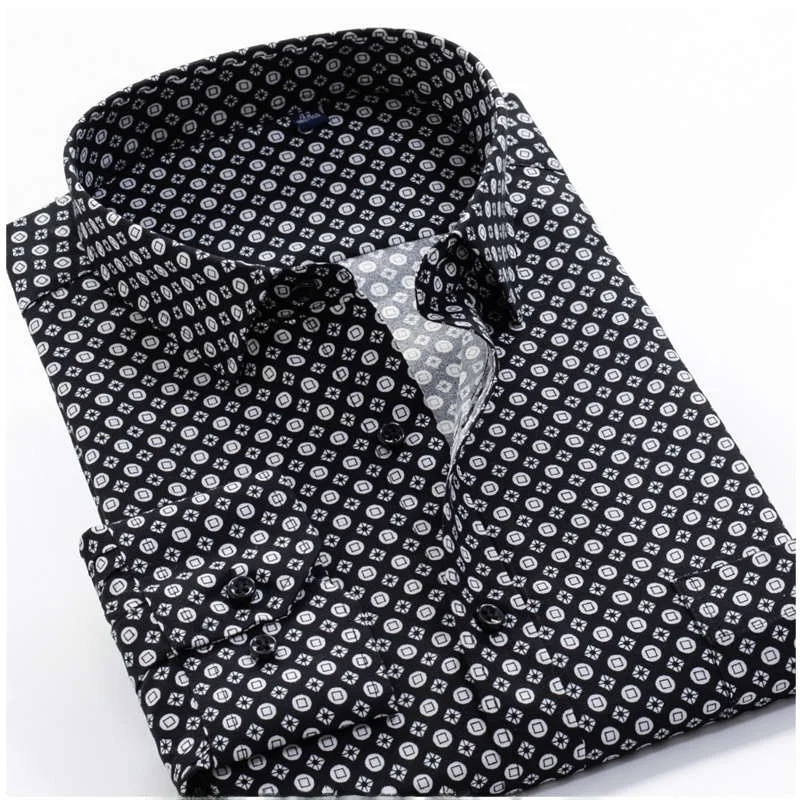 

Men's Floral Long Sve irt Casual Cotton Thermal Ultra Slim Fit Autumn New Sle Print Modern Wind Autumn Collection irt