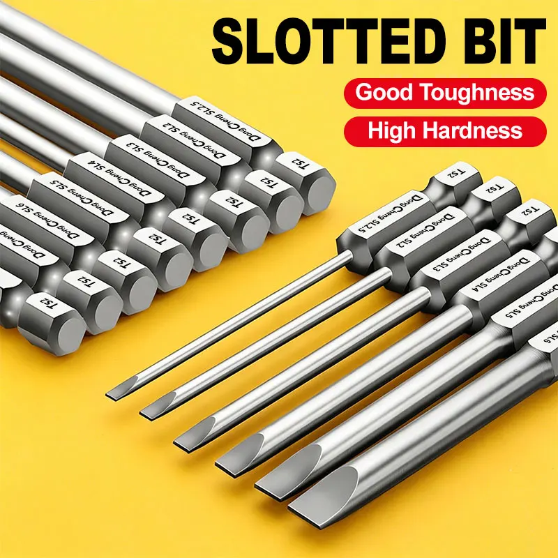 Slotted Single Head Reduced Shank Bit S2 Steel Strong Magnetic 1/4 Hex Impact Driver Power Tool Accessory For Deep Hole Repair