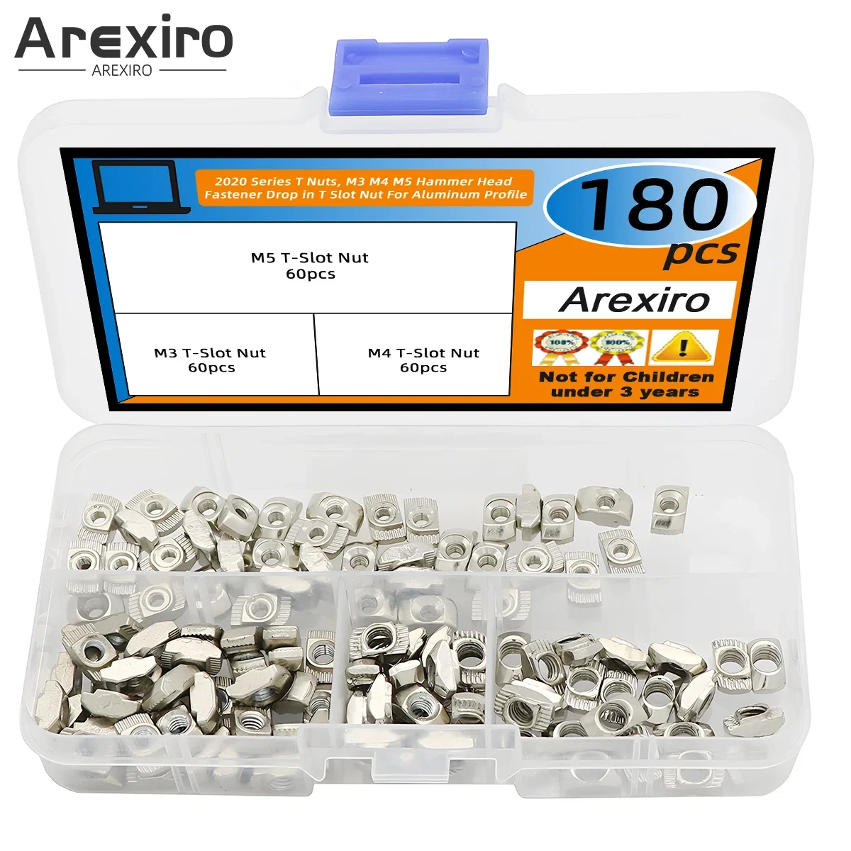 180 шт. Т-образные гайки серии 2020, M3 M4 M5, Т-образная гайка, крепежная гайка с молотковой головкой для алюминиевого профиля