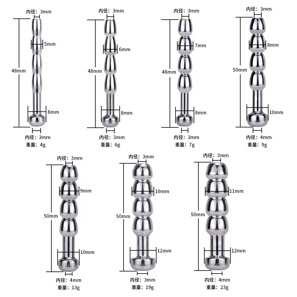 Insertos de pene con sonido uretral de acero inoxidable de 5-11mm, dilatador de estimulación, catéter de castidad, tapón para pene, masturbador masculino, Juguetes sexuales