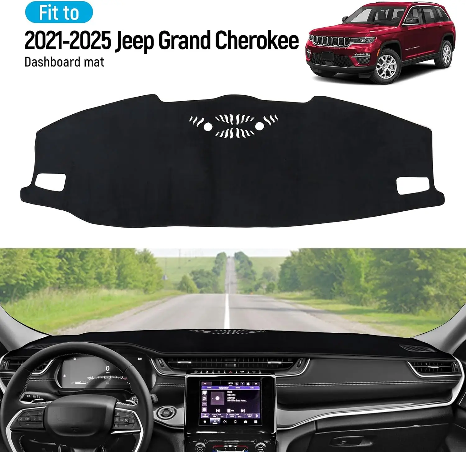 

Dash Cover for Jeep Grand Cherokee L 2021 - 2025 Accessories Flannel Dashboard Cover Dash Mat Center Console Cover Sunshield